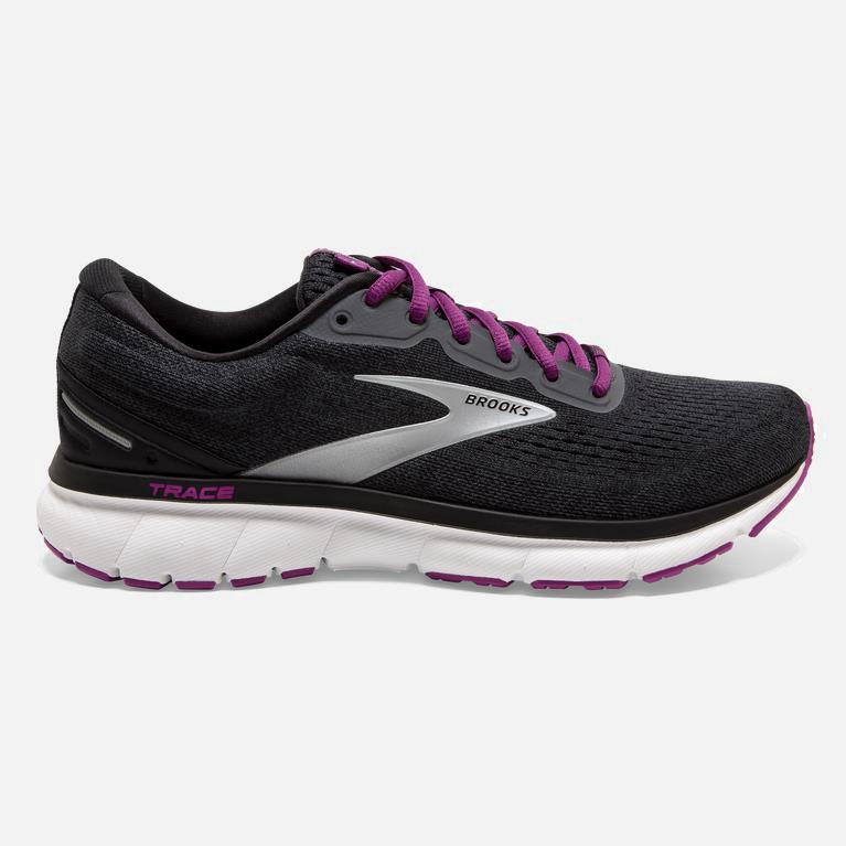 Brooks Trace Israel - Women's Adaptive Road Running Shoes - Ebony/Black/Wood Violet/Purple (89401-AP